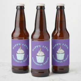 Grattis på födelsedagen Blue Cuptårta Sprinkles Fr Ölflaska Etikett