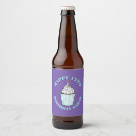 Grattis på födelsedagen Blue Cuptårta Sprinkles Fr Ölflaska Etikett