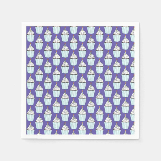 Grattis på födelsedagen Blue Cuptårta Sprinkles Fr Pappersservett (Framsidan)