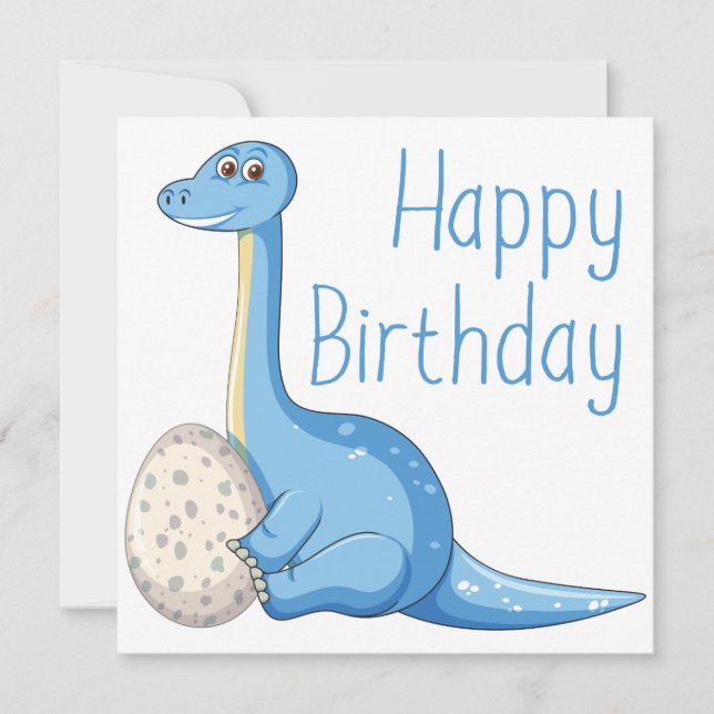 Grattis på födelsedagen Blue Dinosaur-hälsningskor Kort (Framsida)