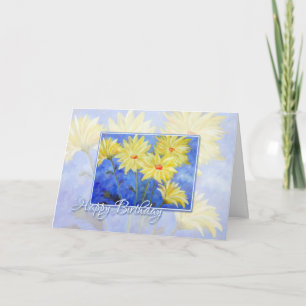 Grattis på födelsedagen Blue och Gula blommor Kort
