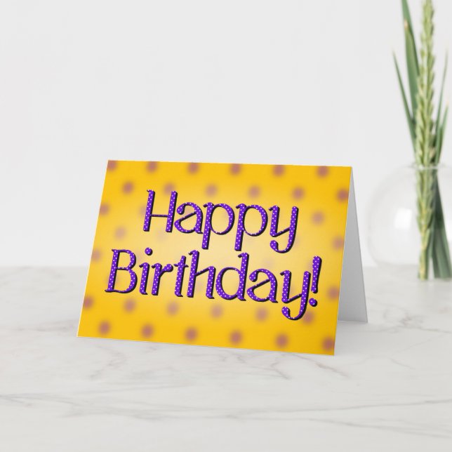 Grattis på födelsedagen Blue Polka Dot Text Gult B Kort (Framsida)