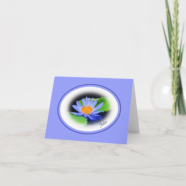 Grattis på födelsedagen Blue Vatten Lily Note Gree Kort (Framsida)