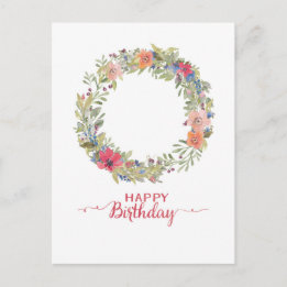 grattis på födelsedagen Blumenkranz Aquarell Vykort