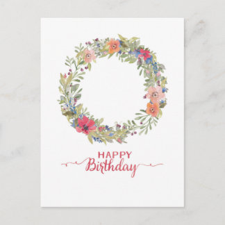 grattis på födelsedagen Blumenkranz Aquarell Vykort