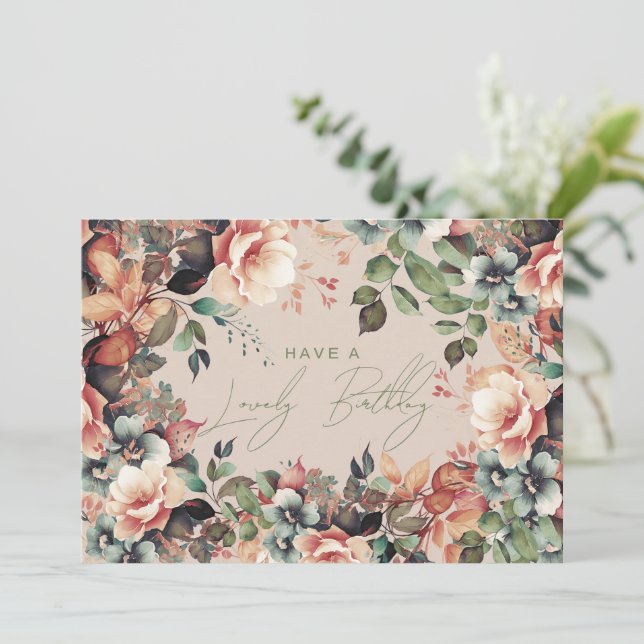 Grattis på födelsedagen Bohemian Garden Blommigt C Kort (Stående Fram)