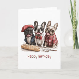 Grattis på födelsedagen Bonjour Franska Bulldoggar Kort