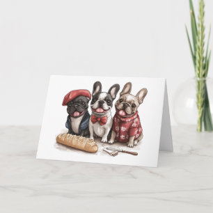 Grattis på födelsedagen Bonjour Franska Bulldoggar Kort