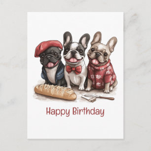 Grattis på födelsedagen Bonjour Franska Bulldoggar Vykort