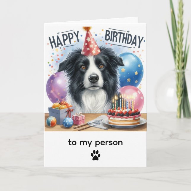 Grattis på födelsedagen Border Collie Från Hund  Kort (Framsida)