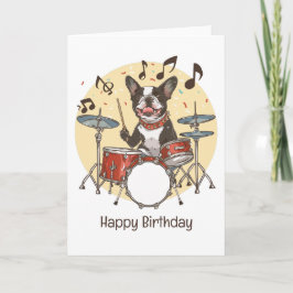 Grattis på födelsedagen Boston Terrier Hund spelar Kort