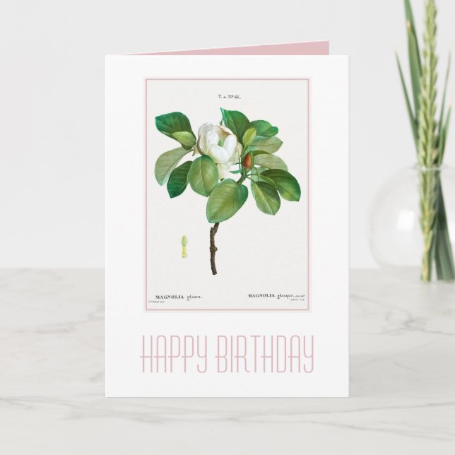GRATTIS PÅ FÖDELSEDAGEN BOTANICAL ’MAGNOLIA’ CARD KORT (Framsida)