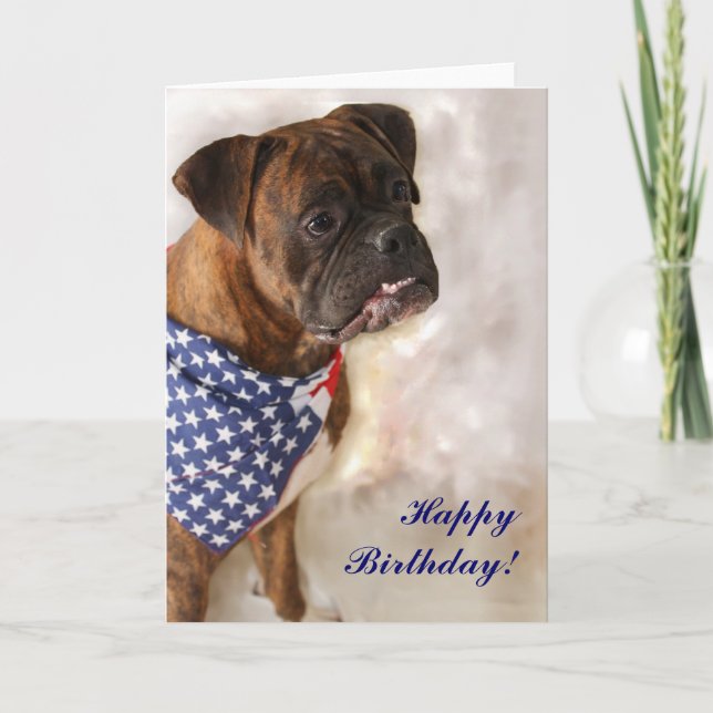 Grattis på födelsedagen Boxer hund-hälsningskort Kort (Framsida)