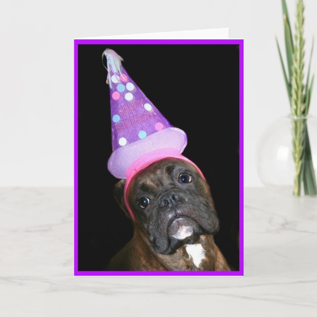 Grattis på födelsedagen Boxer Hund-hälsningskort Kort (Framsida)