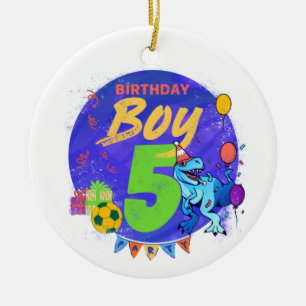 Grattis på födelsedagen Boy 5 femte födelsedag Din Julgransprydnad Keramik