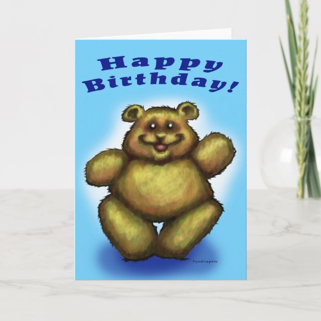 Grattis på födelsedagen Boy Bear Kort (Framsida)