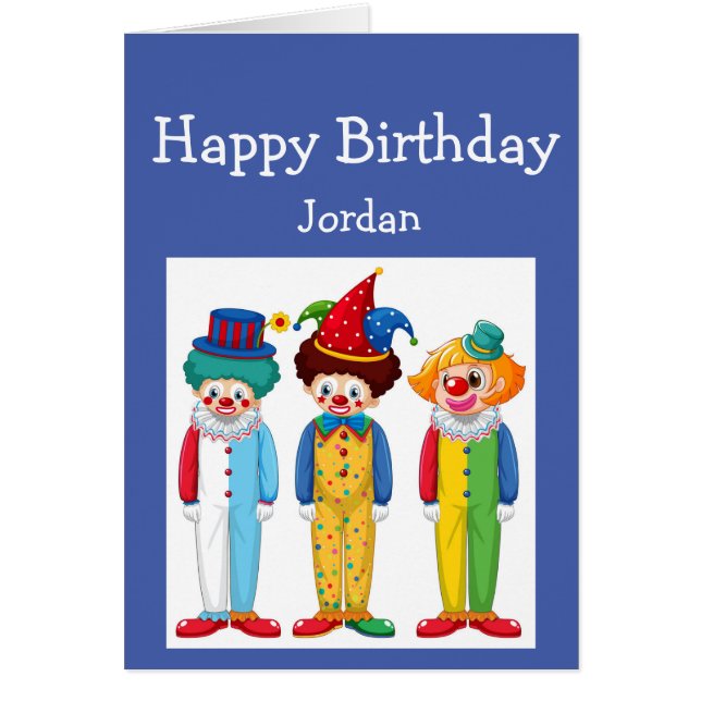 Grattis på födelsedagen Boy Girl Kärlek Circus Clo Hälsningskort (Framsidan)