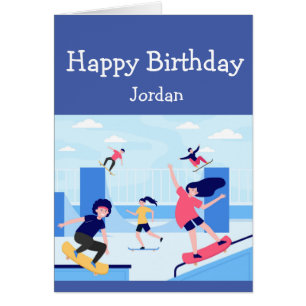 Grattis på födelsedagen Boy Girl Kärlek Skateboard Hälsningskort