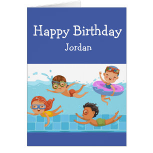 Grattis på födelsedagen Boy Girl Kärlek Vatten Swi Hälsningskort