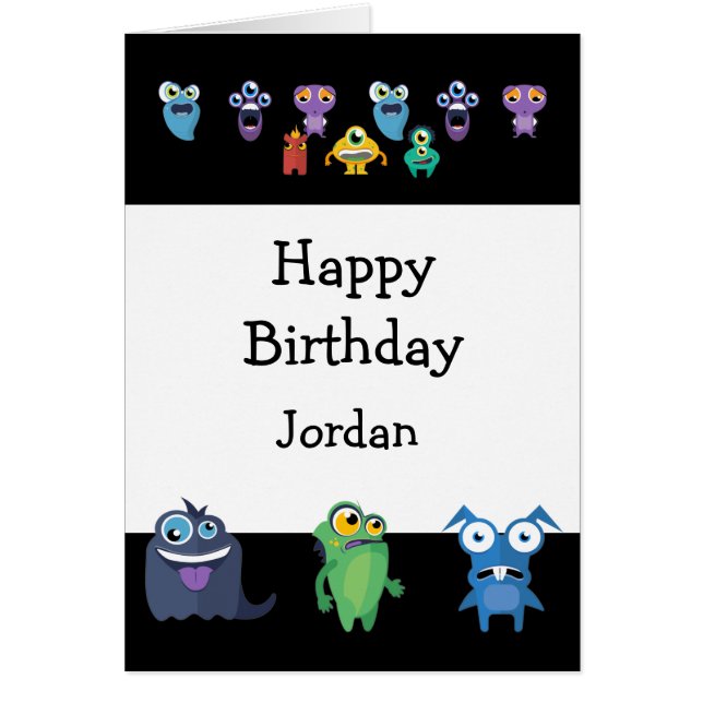 Grattis på födelsedagen Boy Girl Roligt Monster Te Hälsningskort (Framsidan)