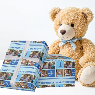 Grattis på födelsedagen Boy Photo Collage Cute Anp Presentpapper