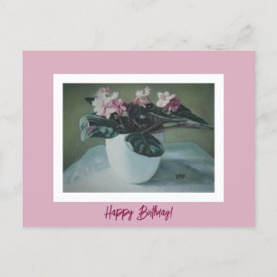 Grattis på födelsedagen bra vintage rosa-blomsterk helg vykort