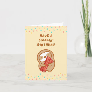 Grattis på födelsedagen Breakfast Bacon Sloth Kort