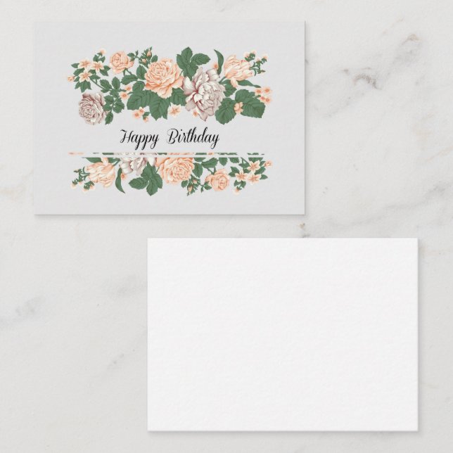 Grattis på födelsedagen - Brevkort för Blommigt av Anteckningskort (Fram/baksida)