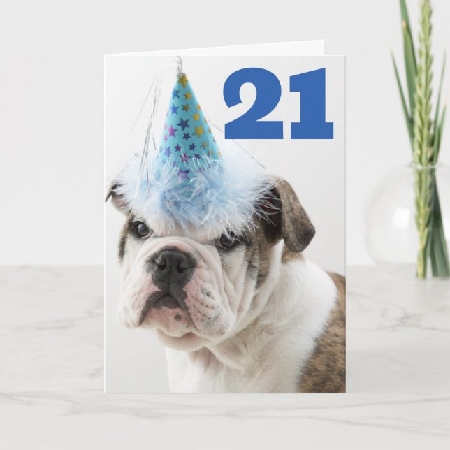 Grattis på födelsedagen | Brittisk Bulldoggsvalp Kort (Framsida)