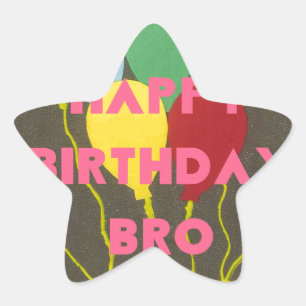 Grattis på födelsedagen Bro Art-utskrift Stjärnformat Klistermärke