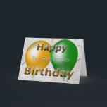 Grattis på födelsedagen Brother Balloons Kort<br><div class="desc">Det här Grattis på födelsedagen-kortet för din bror har färgstarka ballonger för guld och grönt.</div>