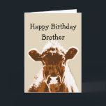 Grattis på födelsedagen Brother Cow Joke Humor Kort<br><div class="desc">Grattis på födelsedagen Brother,  jag skulle till ge med ett kort med ett koskämt,  men du har nog besatt dem alla. Djur från odling av brun kummel</div>