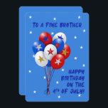 Grattis på födelsedagen Brother juli Patriotic Bal<br><div class="desc">För en patriotisk bror,  önska honom en lycklig dag med bran rött,  vitt och blått ballonger och glitter-stjärnor hälsningskort! Det är fantastiskt! Han kommer kärlek! Originalkonst av Cheries konst</div>
