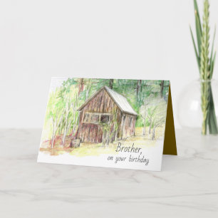 Grattis på födelsedagen Brother Mountain Cabin Trä Kort