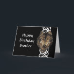 grattis på födelsedagen Brother Vild Grått Varg He Kort<br><div class="desc">vilden Grått Varg huvud för det anpassade grattis på födelsedagen-namnet</div>