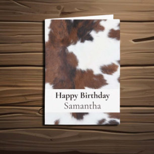 GRATTIS PÅ FÖDELSEDAGEN BROWN COWHIDE KORT