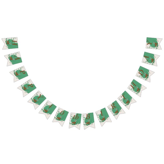 Grattis på födelsedagen Brown Hjort i Snö av Gräs  Vimplar (Alla)