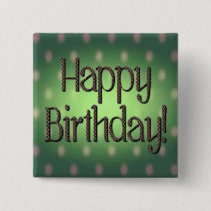 Grattis på födelsedagen Brown Polka Dot Text Grönt Knapp