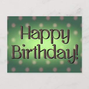 grattis på födelsedagen Brown Polka Dot Text Grönt Vykort