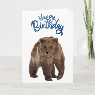Grattis på födelsedagen Brun Skog Björn Kort