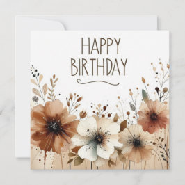 grattis på födelsedagen bruna blommor kort 