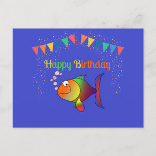 Grattis på födelsedagen, Bubbles the Fish populär Vykort