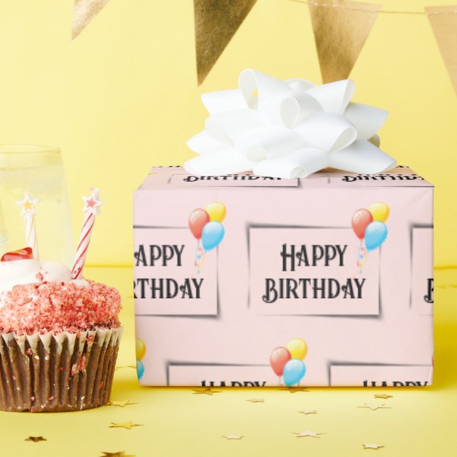 Grattis på födelsedagen-bubblor på Rosan Presentpapper (Födelsedagsfest)