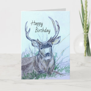 Grattis på födelsedagen Buck Hjort Animal Wildlife Kort
