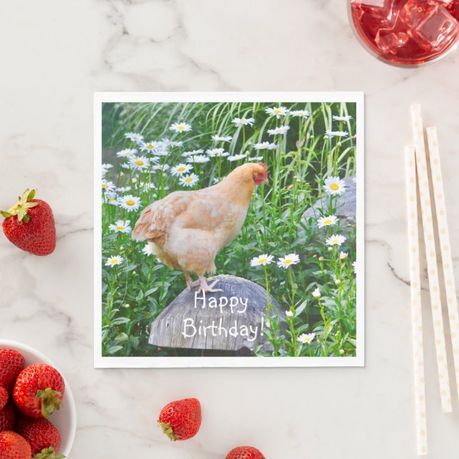 Grattis på födelsedagen Buff Orpington Chicken Pappersservett (Insitu)