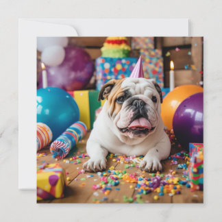 GRATTIS PÅ FÖDELSEDAGEN BULLDOG GREETING CARD JULKORT