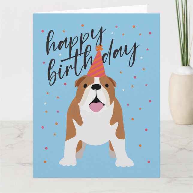 Grattis på födelsedagen Bulldog Kort (Framsida)