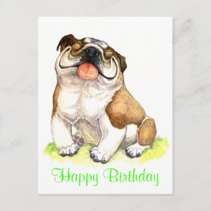 Grattis på födelsedagen Bulldog Puppy Hälsning vyk Vykort