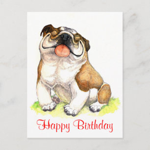 Grattis på födelsedagen Bulldog Puppy Hälsning vyk Vykort