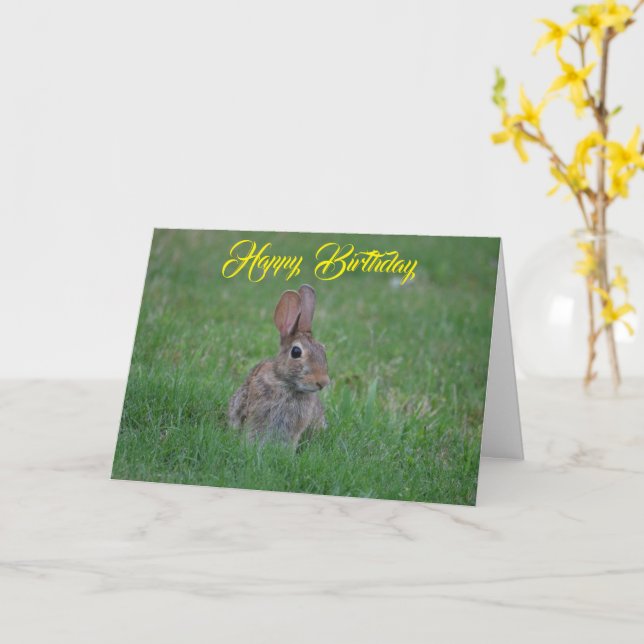 Grattis på födelsedagen Bunny Card Kort (Gul blomma)